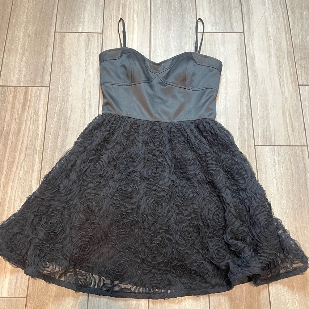 Adrianna Papell Black Rosette Mini Dress Size 6